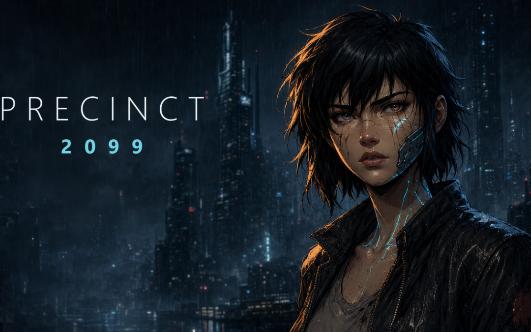 Artwork for how Mark S. James chose to publish a saga one episode at a time in the Precinct 2099 universe.